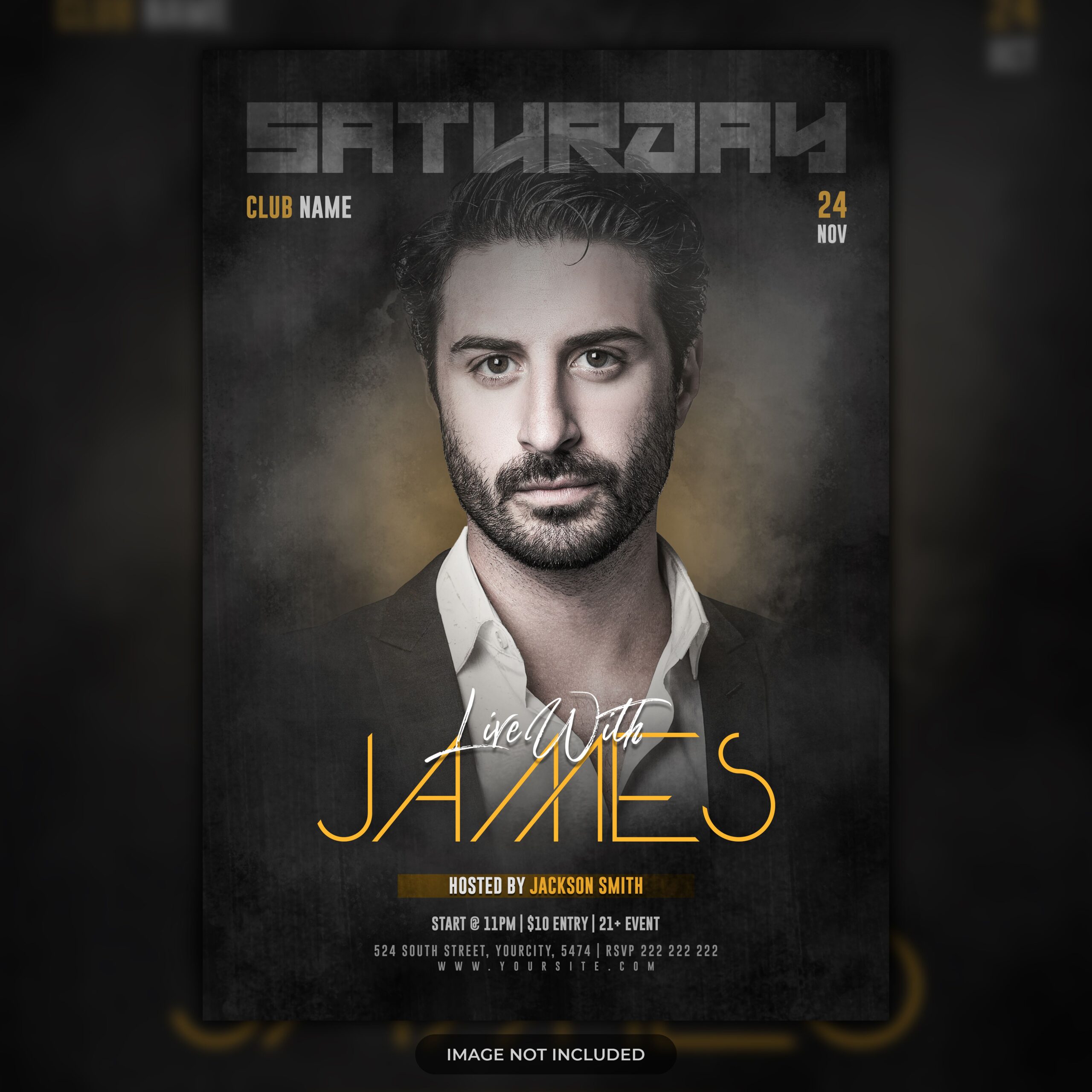 Saturday Night Music Party Flyer Free PSD Template