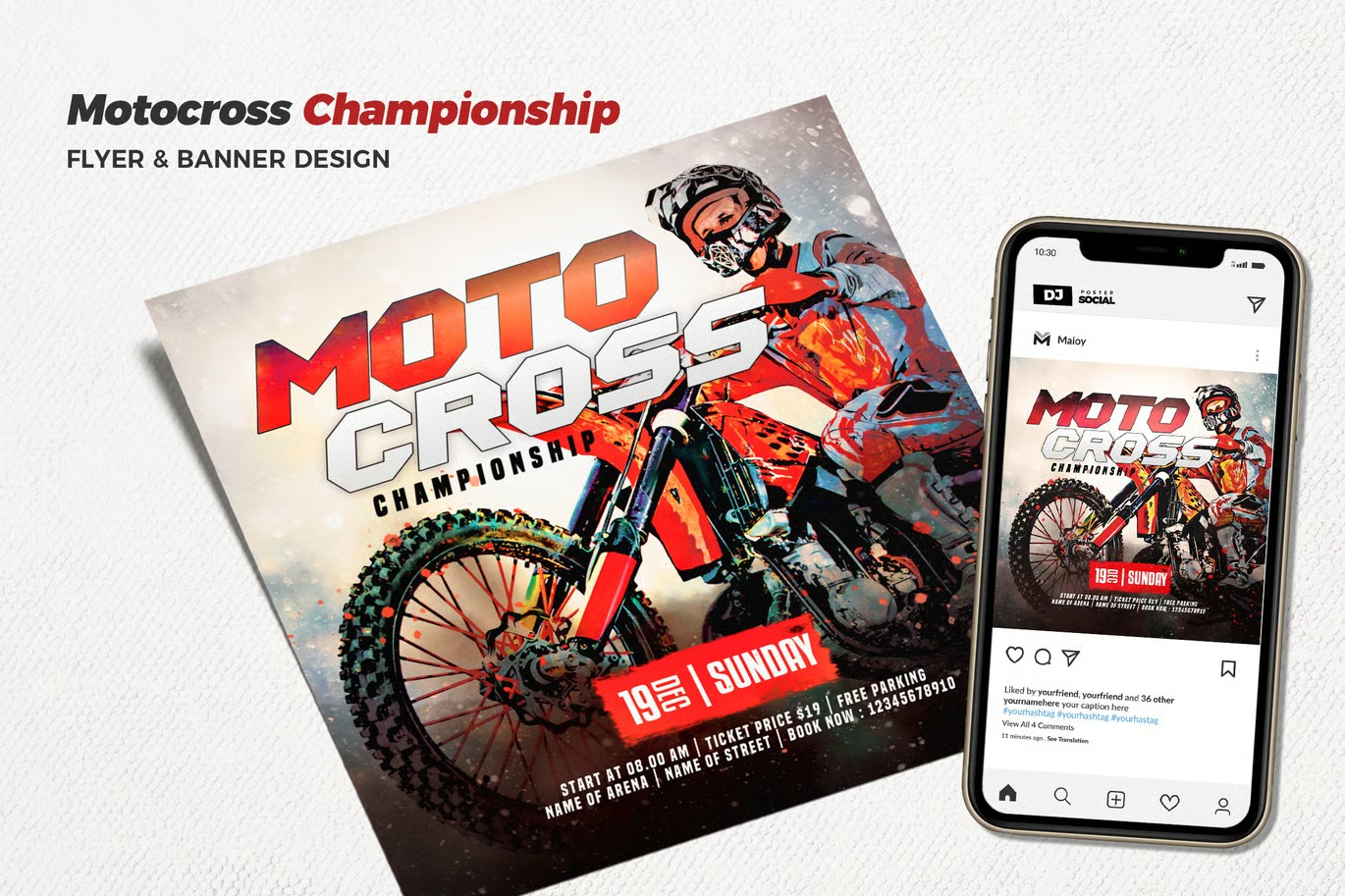 Social Media Promotion of the Motocross Championship Free PSD
