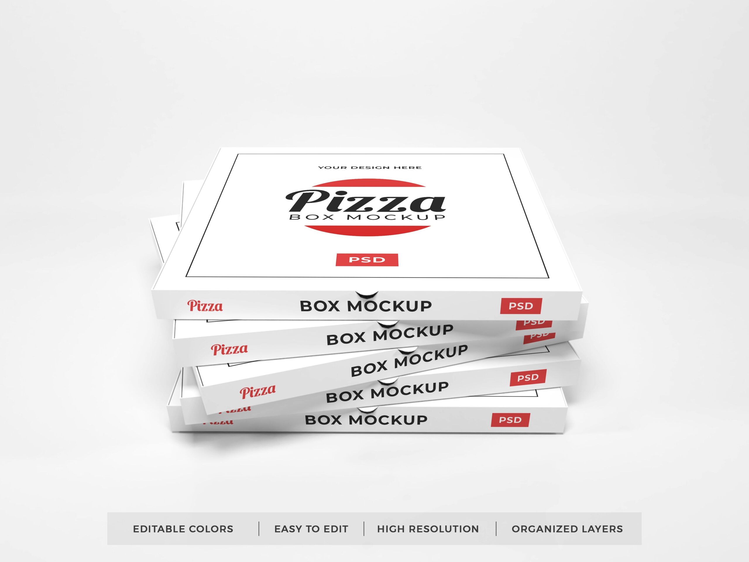 Various Realistic Pizza Boxes Mockup Premium PSD