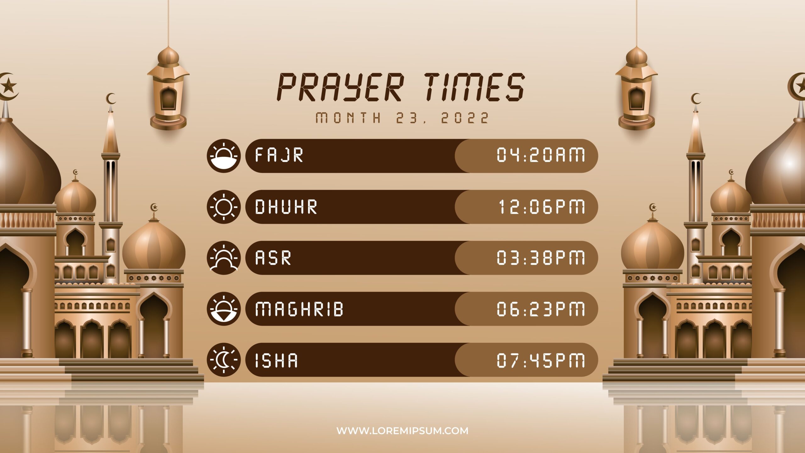 Banner Editable Prayer Time Schedule for Muslims – Free PSD