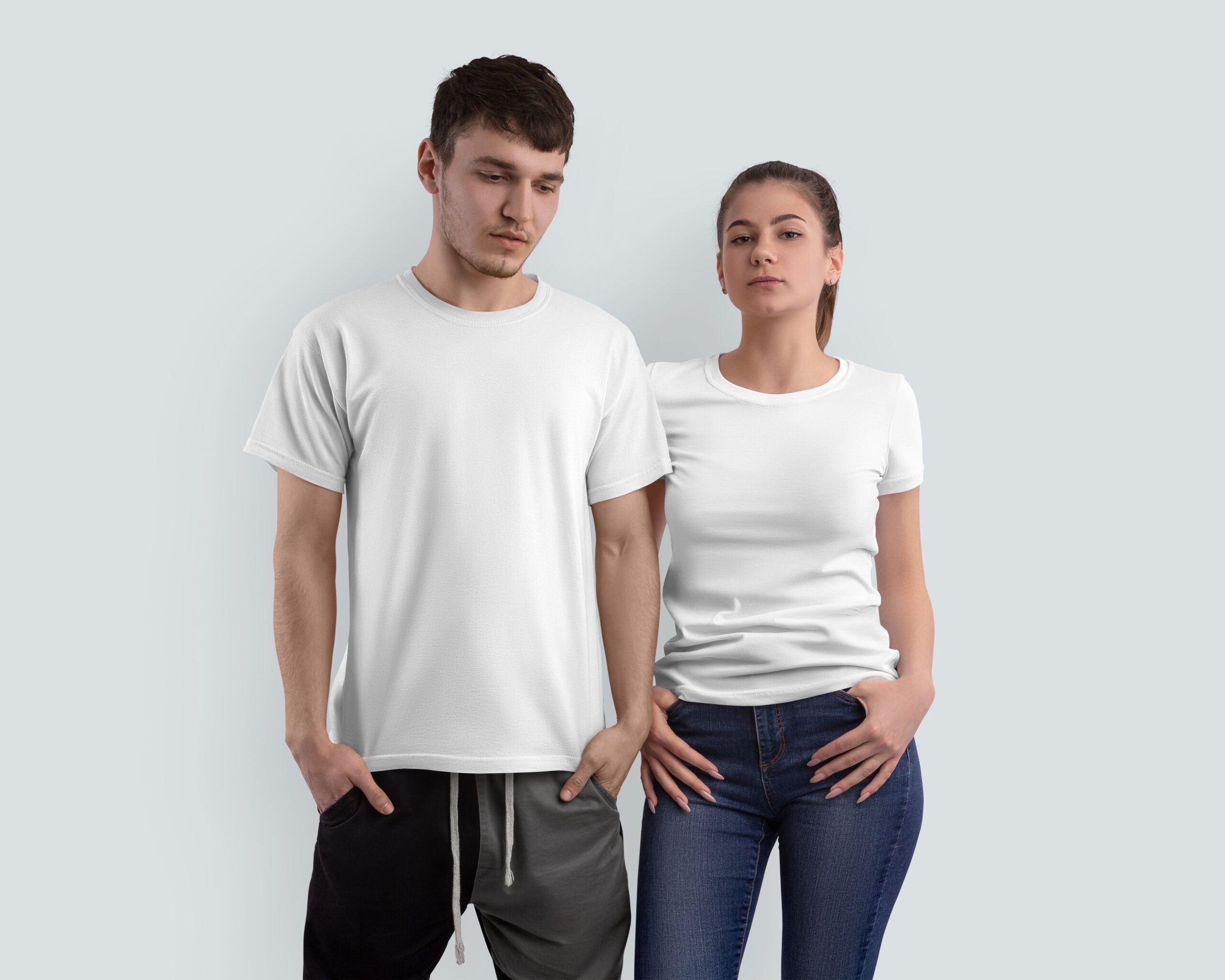 Couple T-shirt Free PSD Mockup