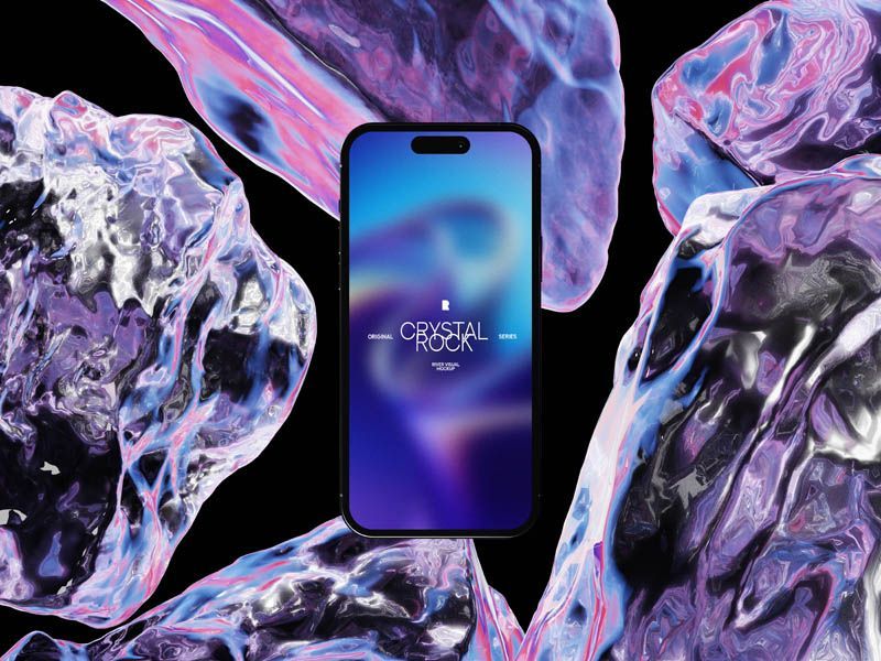 Abstract Crystal iPhone Mockup PSD Free