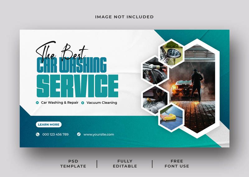 Car Wash Service Web Banner Template Poster PSD Free