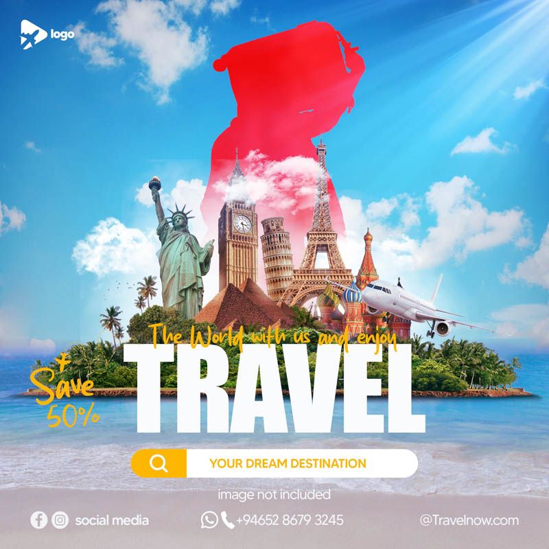 Dream Vacation Travel Post Free PSD Template Download