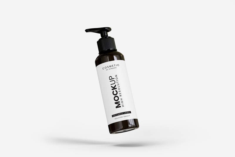 Elegant Floating Cosmetic Bottle - Free PSD Mockup
