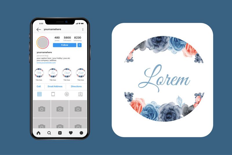Floral Instagram Story Highlight Covers Poster PSD Free Download