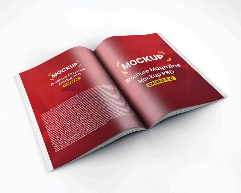 Free Editable A4 Brochure & Magazine Mockup for PSD