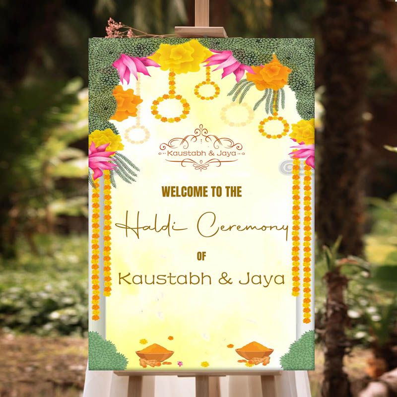 Free Editable Haldi Ceremony Welcome Poster PSD Download