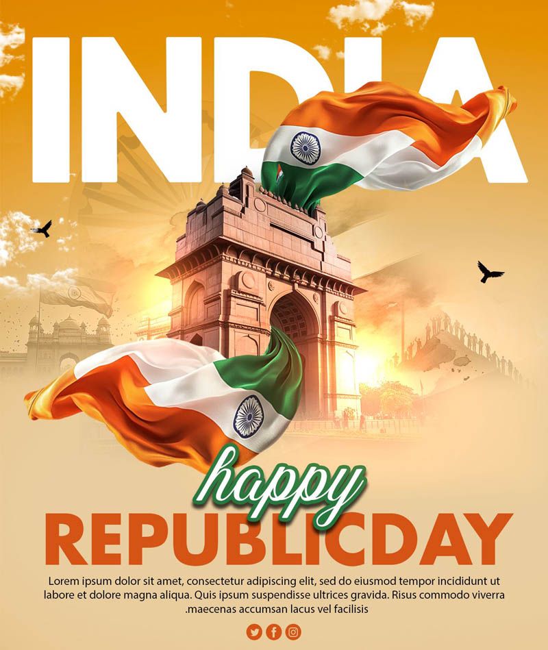 Free Editable India Republic Day Social Media Post PSD