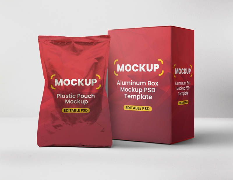 Free Editable Product Packaging Mockup (Pouch & Box)