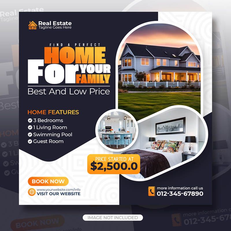 Free Editable Real Estate House Sale Square Flyer 
