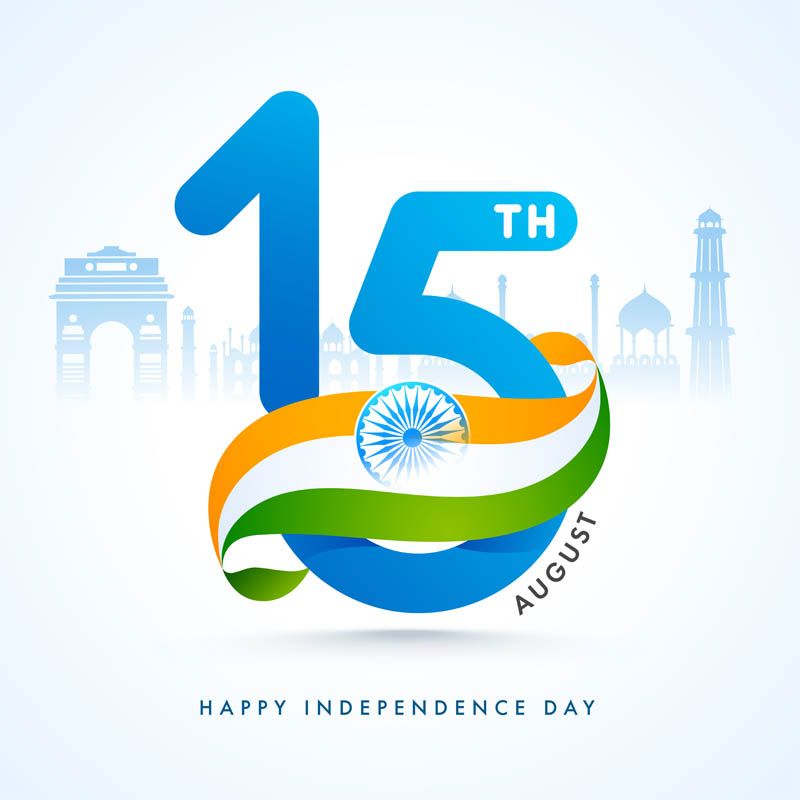 Free India Independence Day Illustration with Flag & Monuments