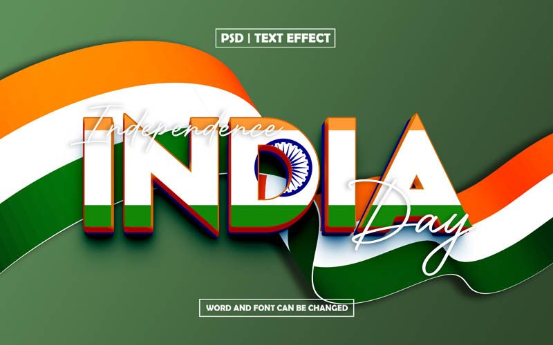 Free Indian Independence Day Font Style PSD Template