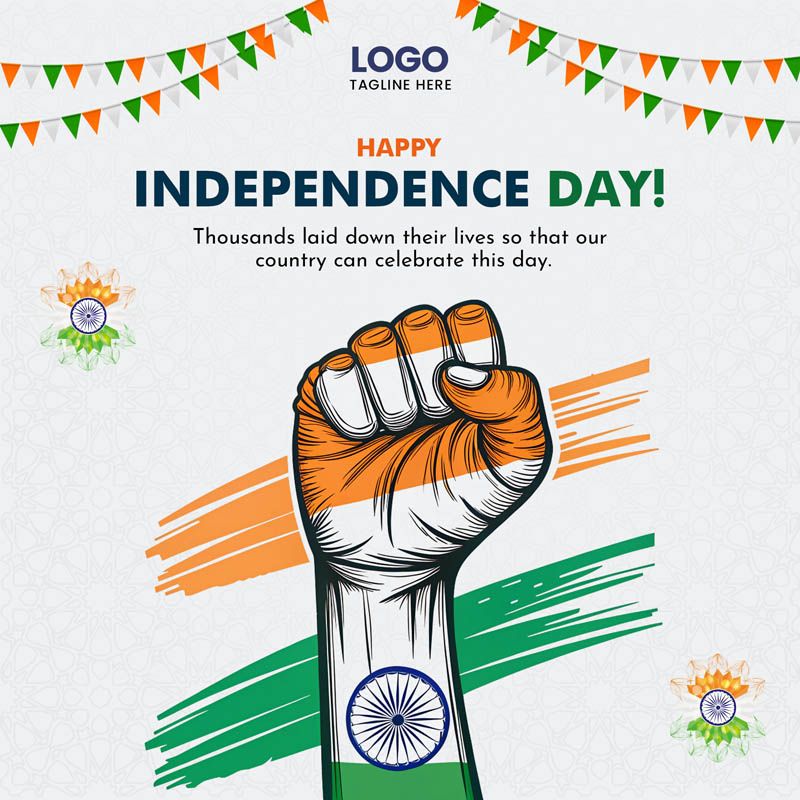 Free Indian Independence Day Post with Raised Fist PSD