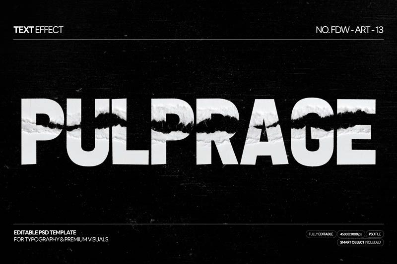 Free Ripped Paper Text Effect PSD Template