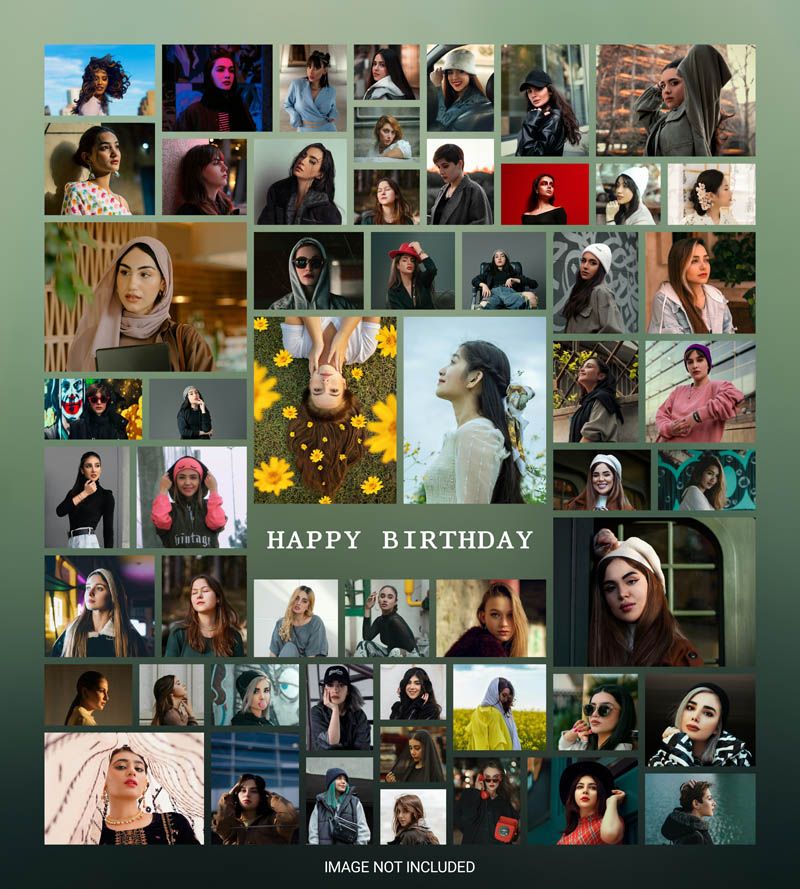 Happy Birthday Aesthetic Photo Collage Template Free PSD