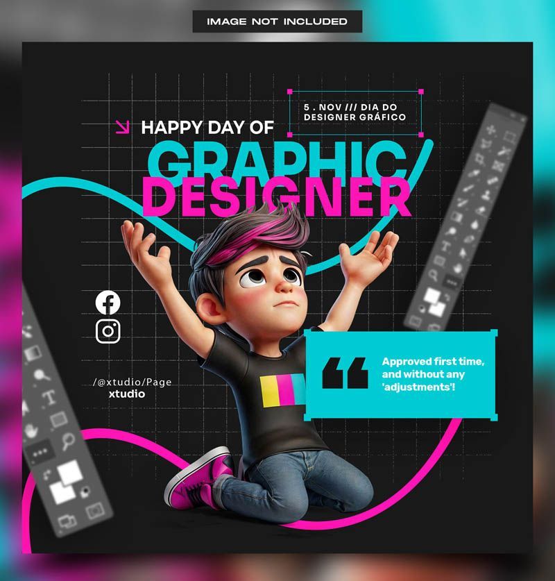 Happy Graphic Designer Day Social Media Post Free PSD Mockup