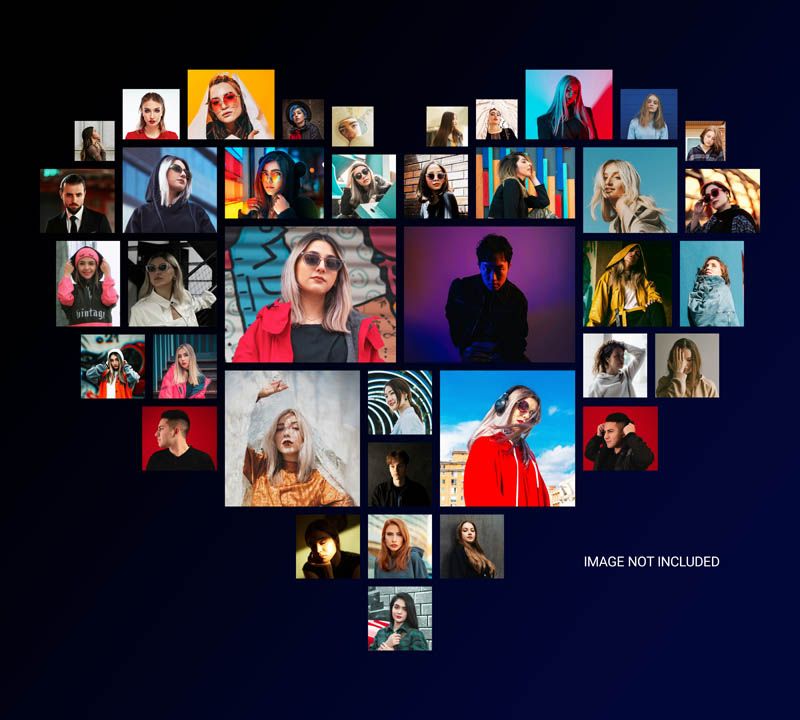 Heart Shape Photo Collage Template PSD Free Download