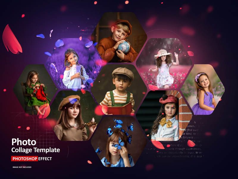 Hexagon Photo Collage Photoshop Collage Template