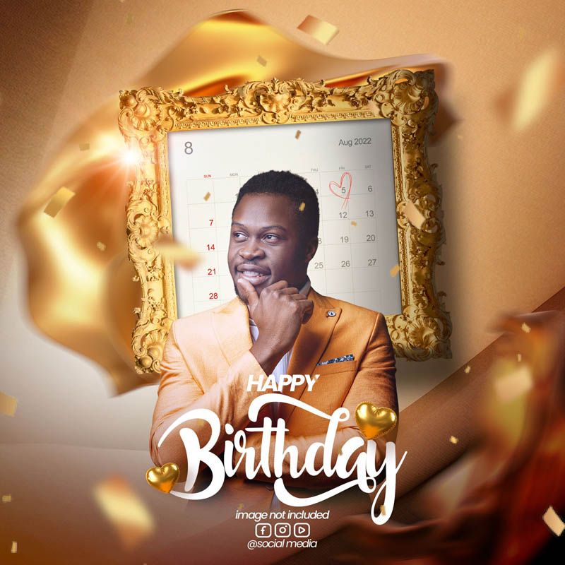 Luxury Golden Birthday Wishes Post Template PSD