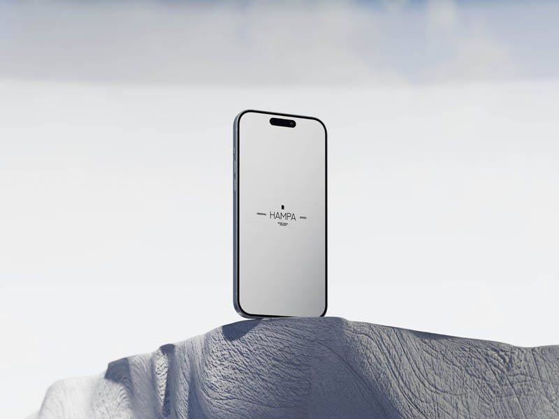 Minimalist iPhone Mockup in Abstract Scene PSD Free
