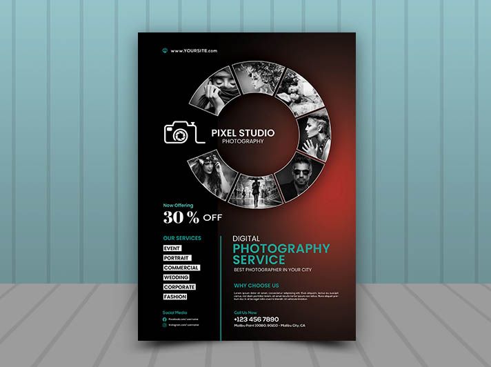 Modern Digital Photography Flyer Free PSD Template Download