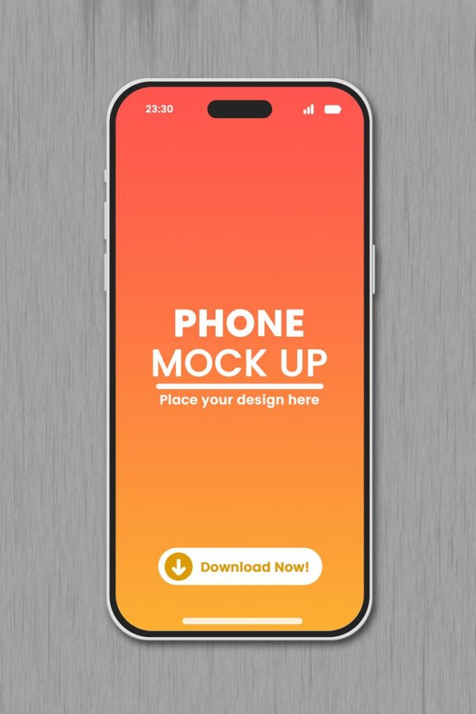 Modern iPhone Mockup on Wooden Background PSD Free
