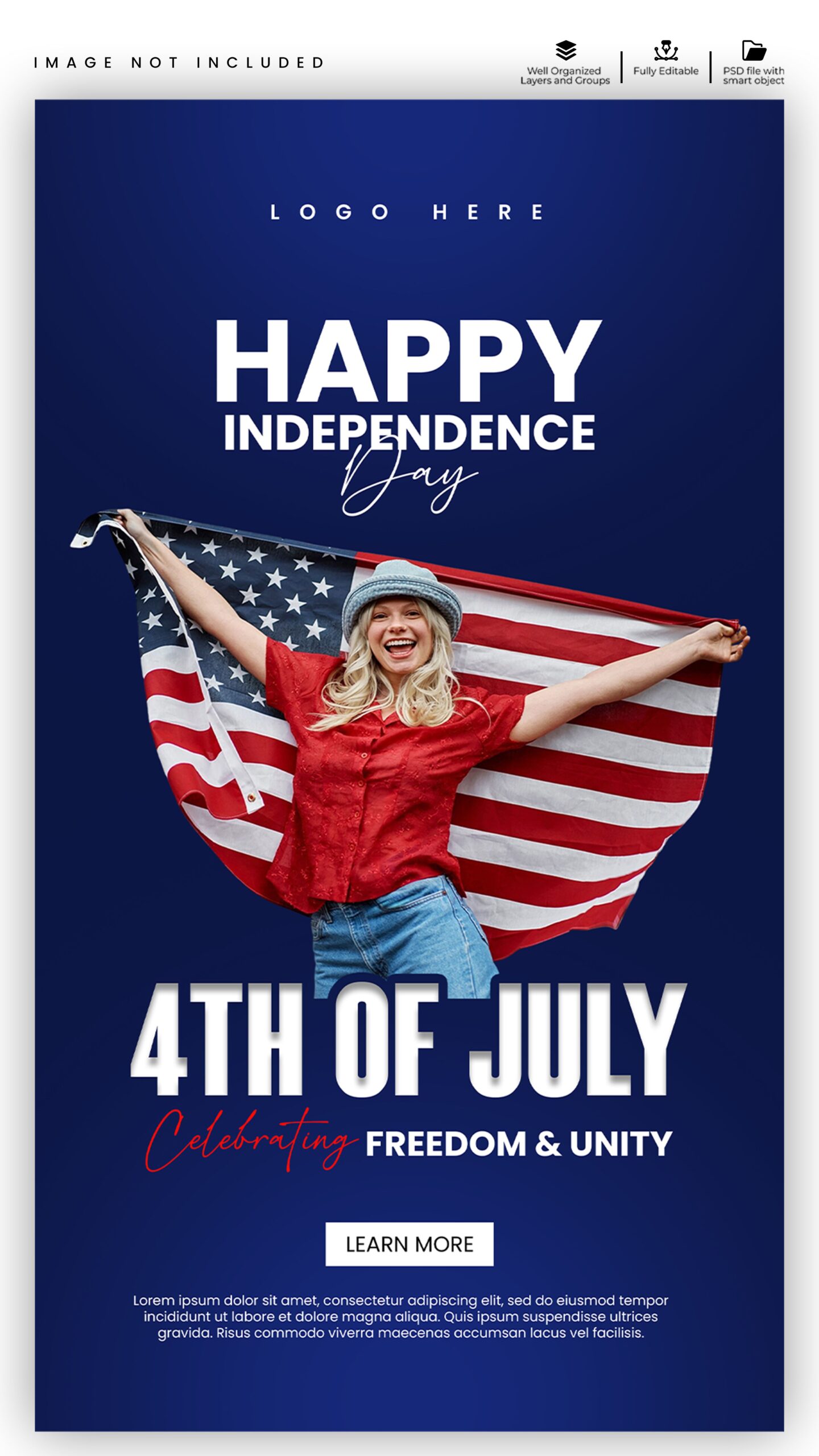 Patriotic 4 July Poster Design PSD – Free Download