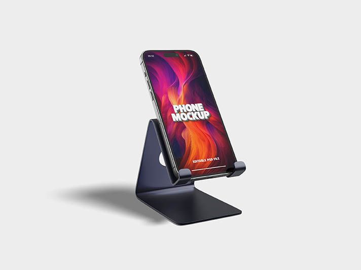 Phone with Stand Realistic Photoshop Mockup Free Download