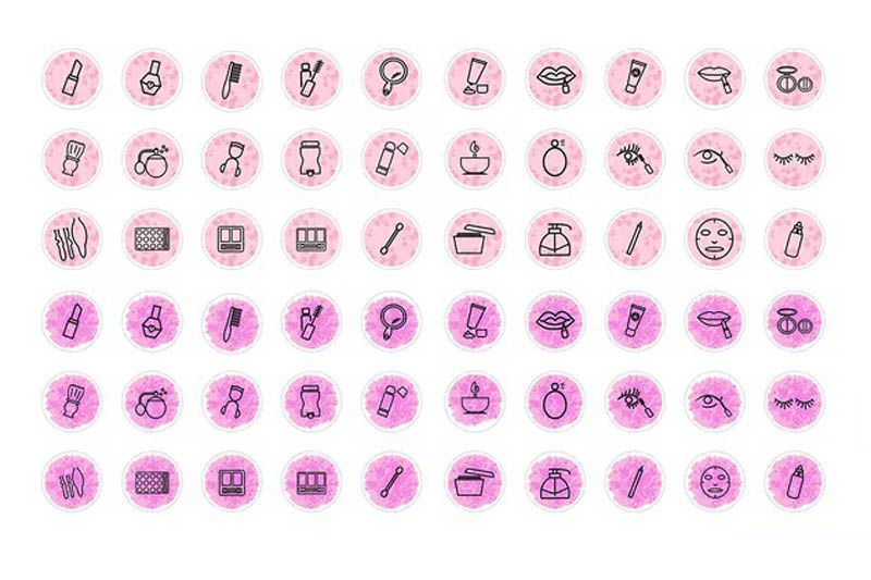 Pink Beauty and Makeup Instagram Highlight Icons 60+ Free PSD