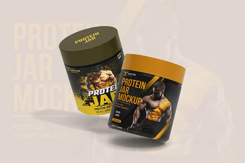 Protein Supplement Jar Mockup Set PSD Free