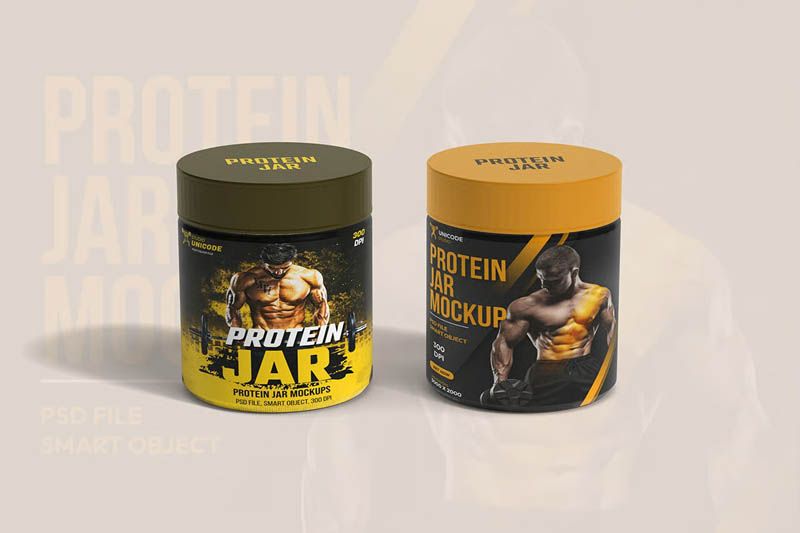 Protein Supplement Jar Mockup Set PSD Free