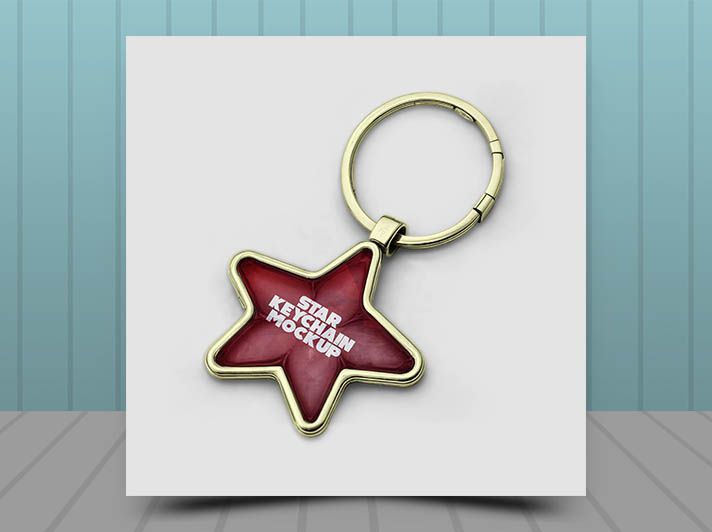 Realistic Star Keychain Design Free PSD Mockup Download