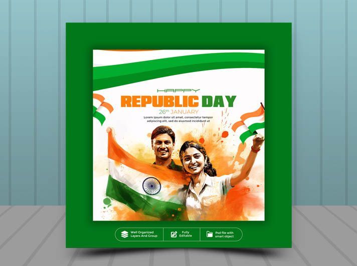 Republic Day of India 26 January Story Banner PSD Template 