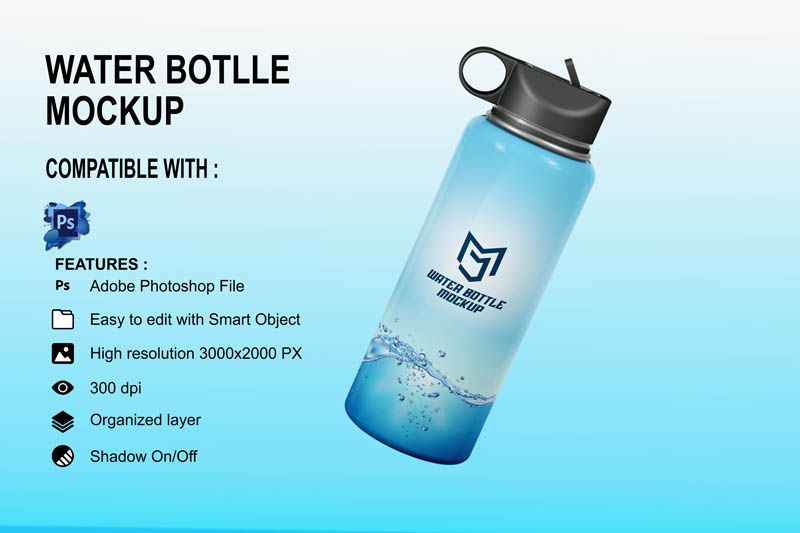 Sports Water Bottle PSD Mockup Free Download