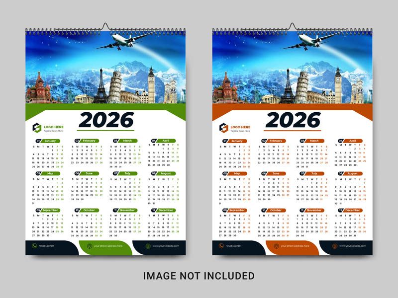 Wall Calendar 2026 Template Vector Free Download