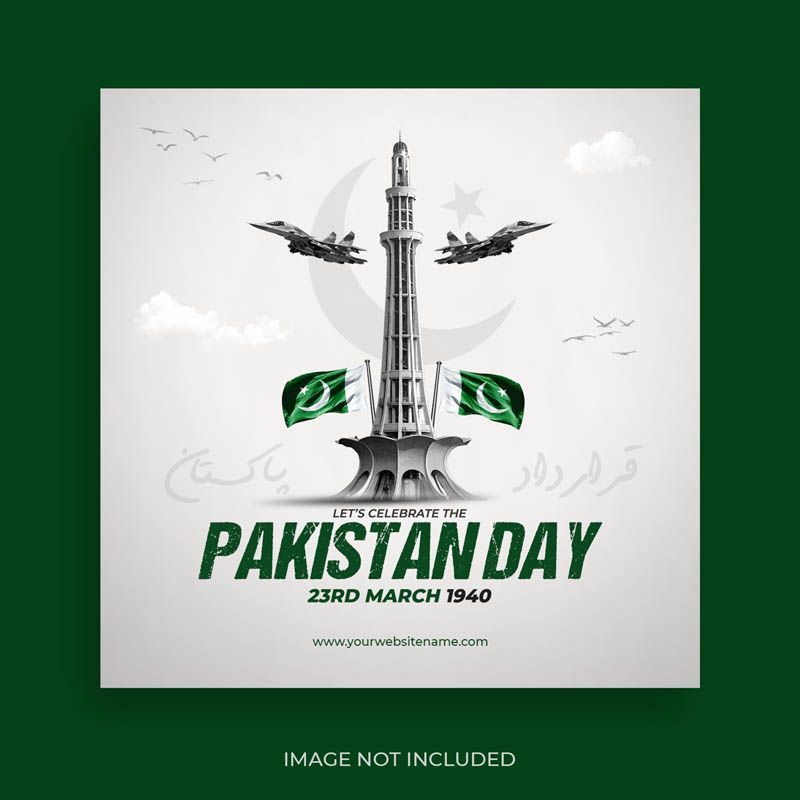 Youm-e-Pakistan Mubarak Social Media Post PSD Templates 