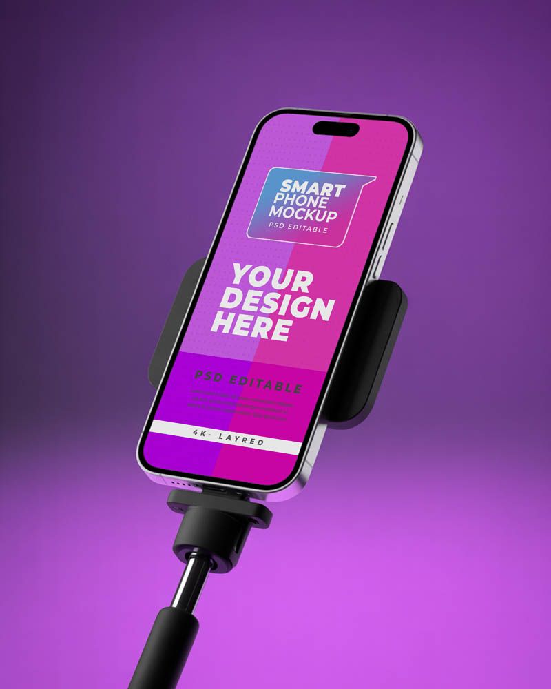 iPhone Mockup in Car Mount PSD Free Download